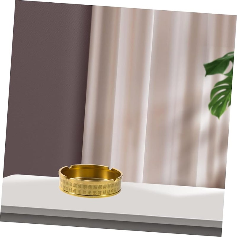 منفضة سجائر نحاسية مستديرة مدمجة للمكتب المنزلي بتصميم بسيط وعتيق مع أخدود - Image 5